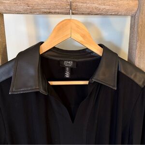 Jones New York Black Shirt with Leather Accents